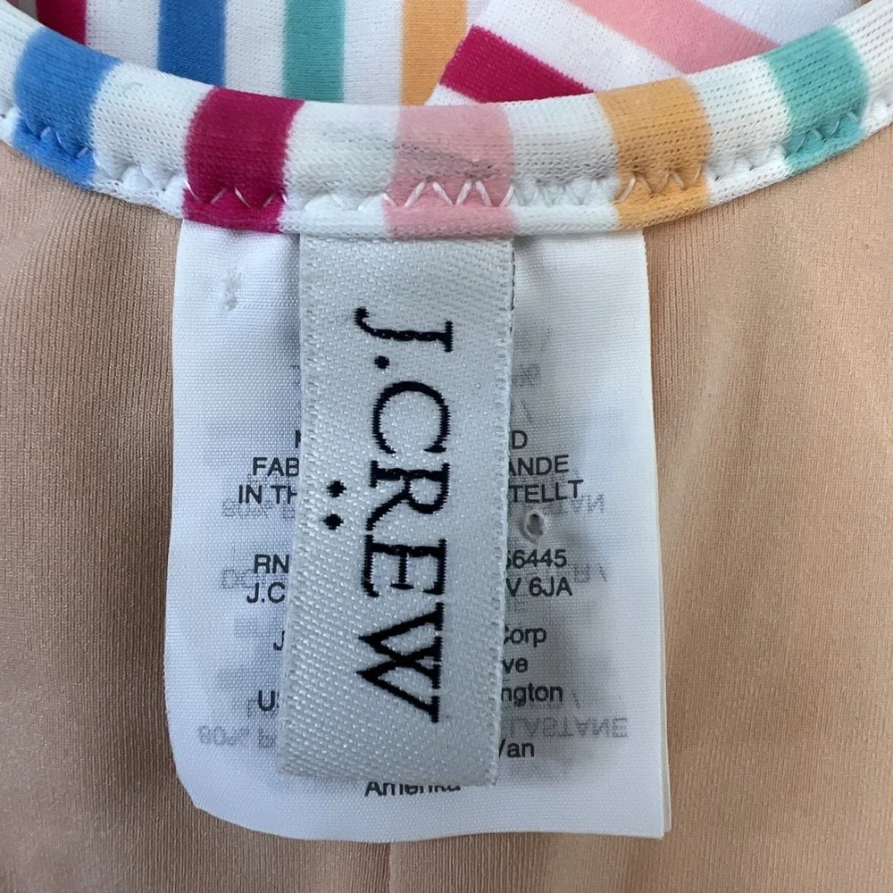 J.Crew One Piece Bathing Suit  Ruffle Trim Color Stripes Unpadded Sz L